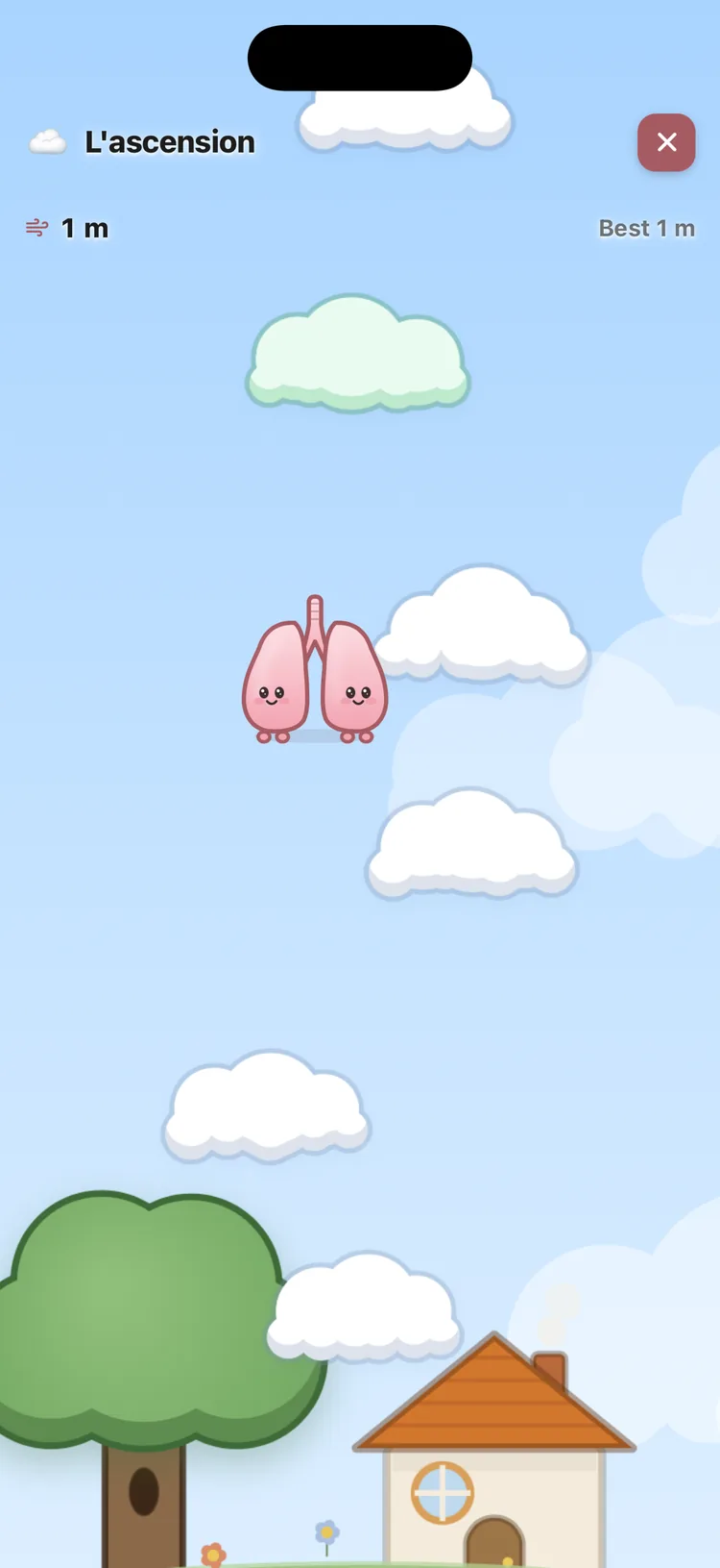 Le mini-jeu L'ascension de Soufflinou : guider les poumons de nuage en nuage pour passer l'envie de fumer