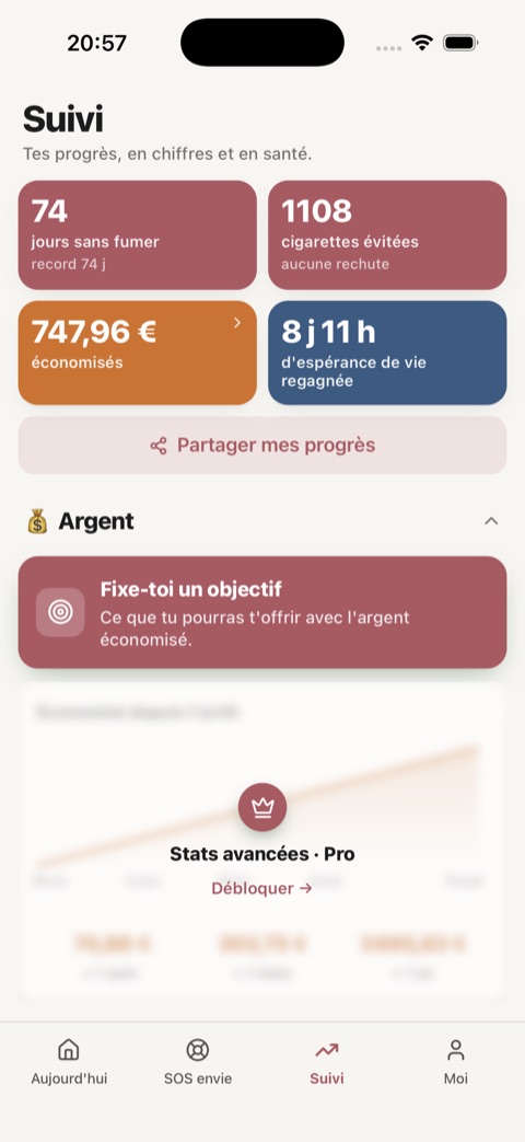Capture Soufflinou, écran Suivi