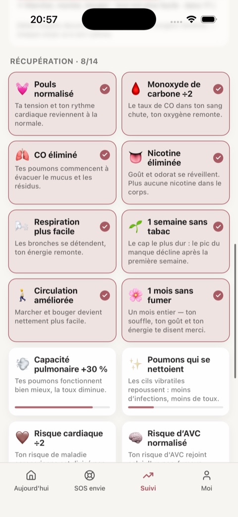 Capture Soufflinou, jalons de récupération santé